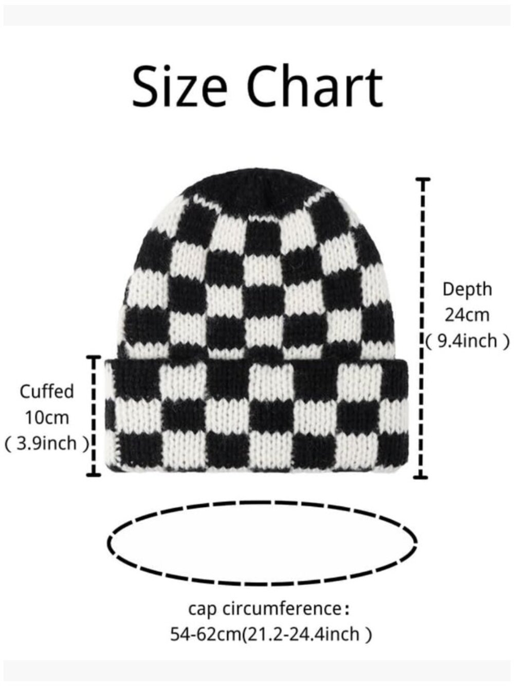 Acrylic Plaid Knit Beanie Hat, Unisex Winter Warm Soft Cuff - Picture 5 of 6